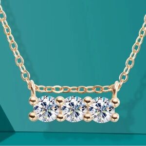 Certificated Moissanite Diamond Necklace Original 925Sterling Silver&Gold Plated